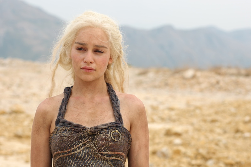 portrait, hair, beauty, blond hair, hairstyle, outdoors, Game of Thrones, mountain, nature, looking at camera, Daenerys Targaryen, women, 4K, waist up