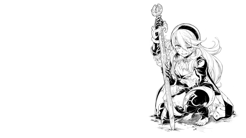 Girl, Fire Emblem Fates, Headband, Black and White, Sword, Weapon, Woman Warrior, Fire Emblem, 1080P, Long Hair