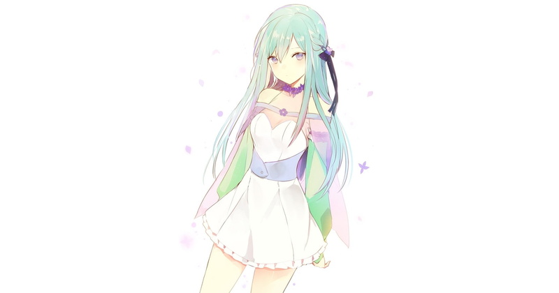 aqua hair, anime girls, original characters, 720P