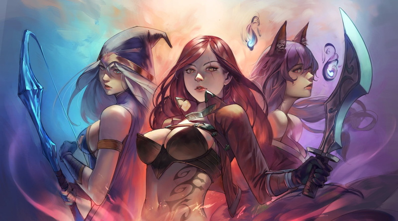 Ashe, 720P, Katarina, League of Legends, Ahri