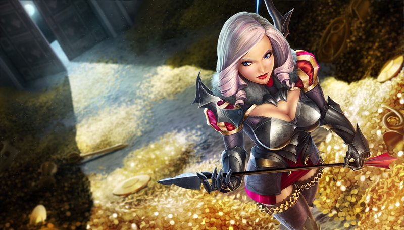 4K, Blue Eyes, Woman Warrior, Arrow, Video Game, League Of Legends, Gold, Ashe (League Of Legends), Armor, White Hair