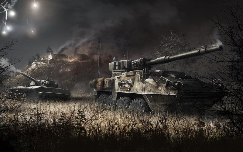 Flame, Light, myGames, Fire, Trunk, Tank, Armored Warfare, Home, 1080P, The sky, Obsidian Entertainment, Iron, Smoke, Trees, Bush, CryEngine