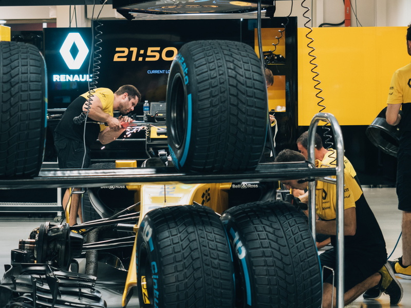 looking, land vehicle, engineer, mechanic, renault, people, transportation, incidental people, wielding, working, car, f, males, build, adult, 2K, racecar