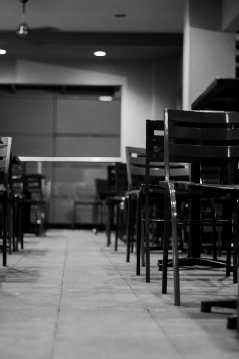 built structure, flooring, school, kfc, building, absence, no people, chair, education, 5K, classroom, illuminated, business, table, indonesia, wood - material