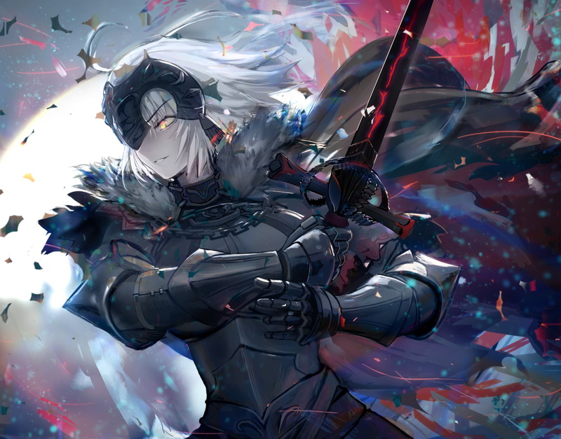 White Hair, obscured face, government, Jeanne dArc Alter, art and craft, reflection, water, 1080P, Fate Series, Yellow Eyes, unrecognizable person, Fate/Grand Order