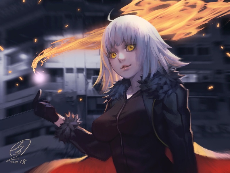 beautiful woman, leisure activity, hair, focus on foreground, adult, waist up, Fate/Grand Order, clothing, yellow eyes, young women, 1080P, standing, anime girls