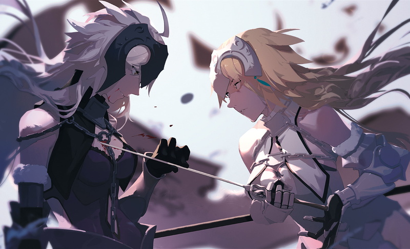 Fate/Grand Order, Fate Series, Ruler (Fate/Apocrypha), white hair, Ruler (Fate/Grand Order), Fate/Apocrypha, 1080P, Jeanne (Alter) (Fate/Grand Order)
