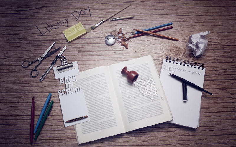 still life, paper, books quote, pen, pencil, directly above, computer, high angle view, indoors, table, book, eyeglasses, publication, glasses, desk, wood - material