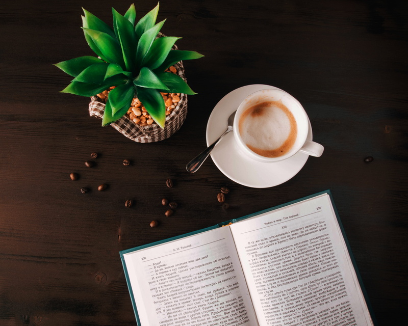 frothy drink, dark, near, directly above, ceramic, coffee cup, no people, leaves, beans, publication, 2K, still life, saucer, high angle view, caffeine