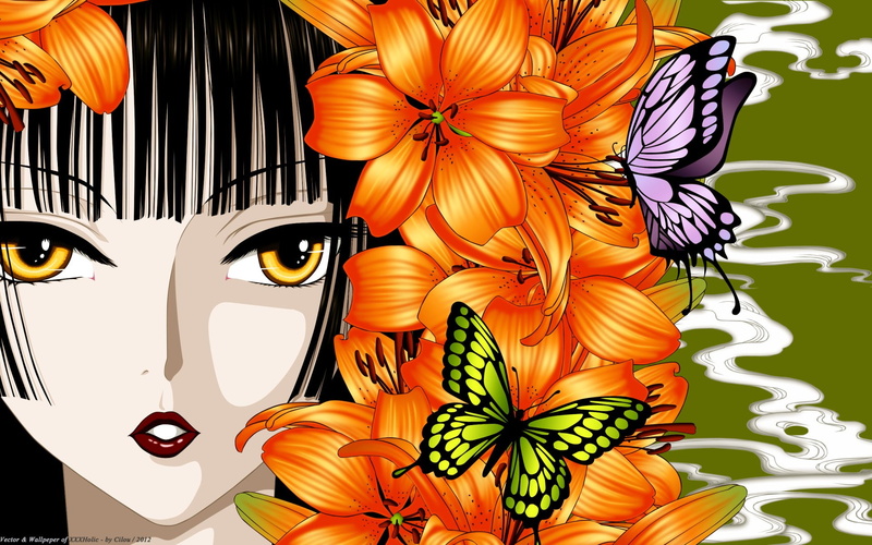 Yuuko Ichihara, Anime, Girl, Fantasy, 1080P, xxxHOLiC, Butterfly, Yellow Eyes, Woman