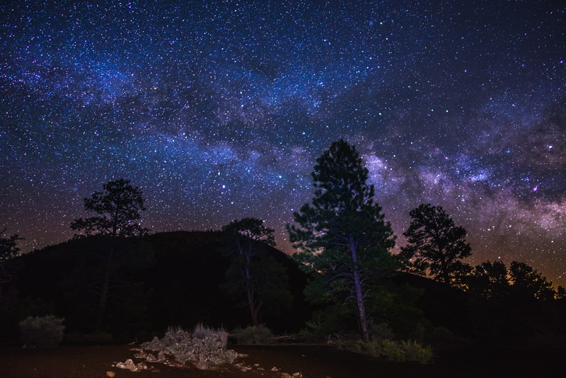 star field, space and astronomy, landscape, national monument, trail, no people, idyllic, volcano, galaxy, sunset crater, star, scenics - nature, nature