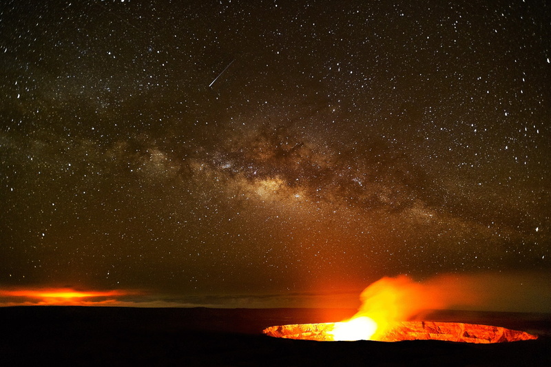 photo, fire, burning, space, milky, orange color, beauty in nature, milky way, land, nature, glowing, night, flame, lava, environment, stars, outdoors