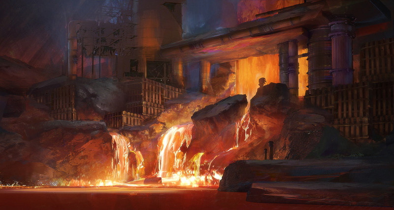 Fantasy, Factory, Lava, 1080P, Landscape