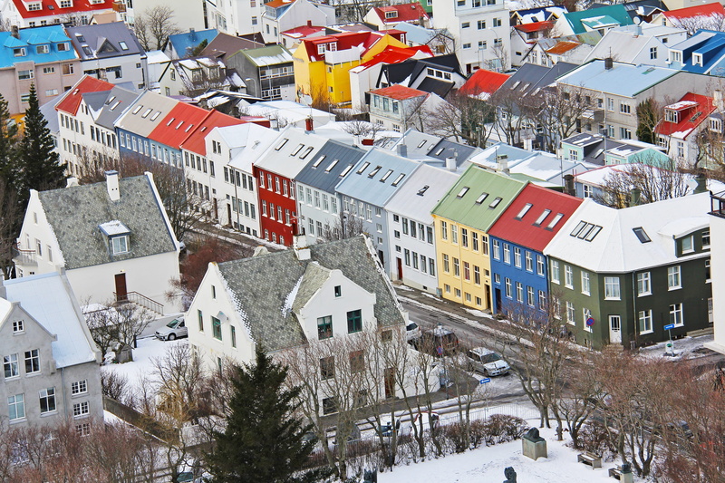 icelandic houses, apartment, unusual, city, building exterior, lot, iconic, snowing, day, famous, architecture, scandinavia, from the top, nature, house