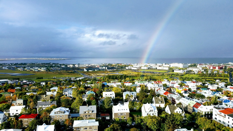 horizon over water, colorful, 4K, no people, built structure, beauty in nature, horizon, building, houses, iceland, views, reykjavik, architecture, cityscape
