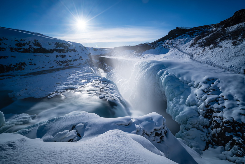 winter, Iceland, Gullfoss, waterfall, 1080P