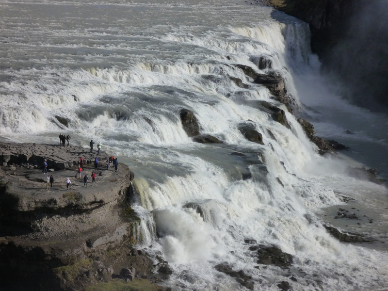 river, tourist, people, scenics - nature, rock, flowing water, blurred motion, hvítá, ölfusá, flowing, travel, water, outdoors, nature, rock - object, power