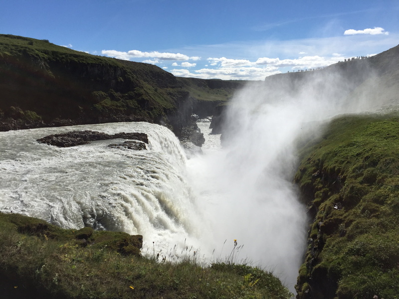 no people, river, purity, land, nature, flowing water, plant, environment, travel, gullfoss, island, blurred motion, outdoors, water, rock - object, long exposure