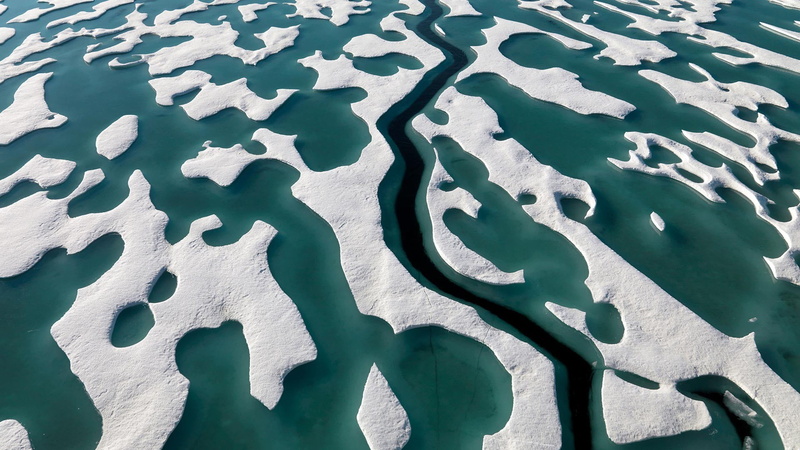 island, landscape, nature, snow, water, Arctic, ice, aerial view, winter, 1080P, Canada
