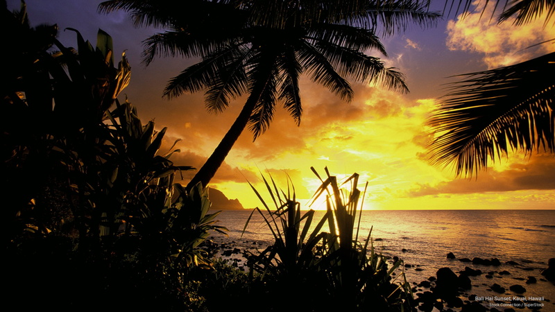 sunset, Islands, kauai, hawaii, hai, bali, 2K