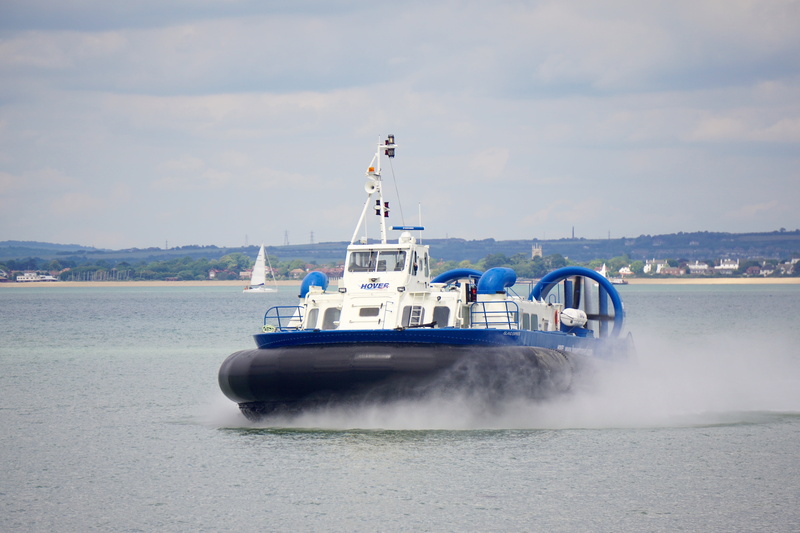 isle of wight, motion, sky, hovercraft, sea, speed, acv, float, transportation, on the move, waterfront, air cushion, mountain, nature, water, outdoors
