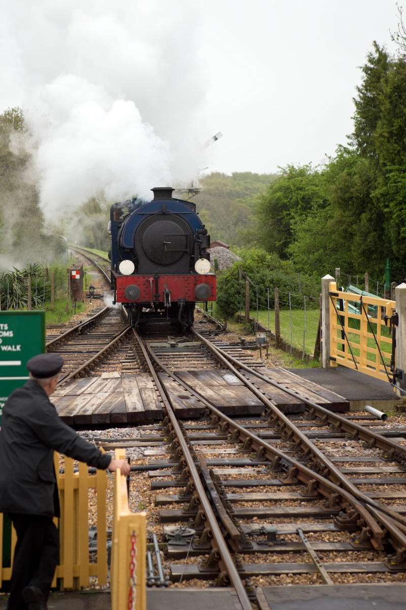 smoke, isle-of-wight, men, locomotive, train - vehicle, level crossing, real people, 5K, train, plant, smoke - physical structure, steam, public transportation