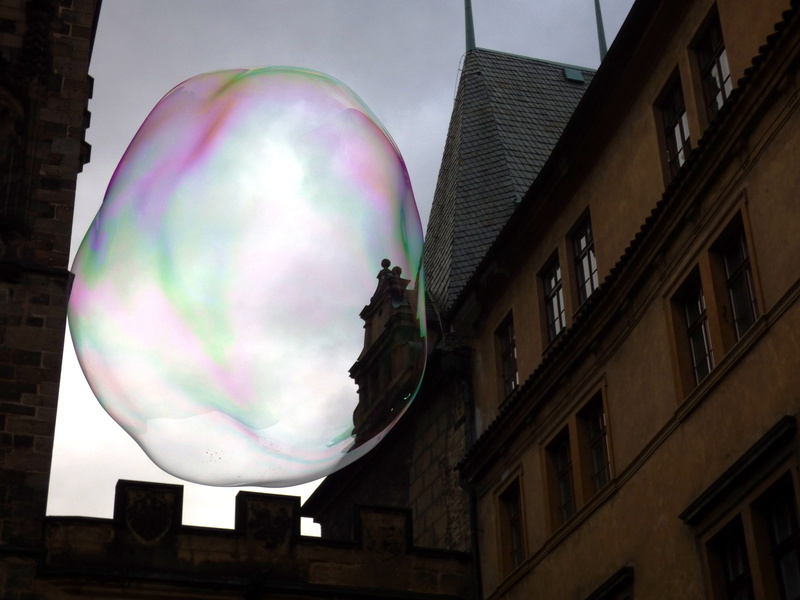 planet - space, circle, colors, bubbles, Soap Bubbles, building, air, reflex, vulnerability, outdoors, sky, round, reflection, shape, digital composite