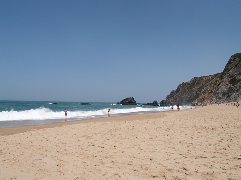 atlantic, land, portugal, blue, 2K, coast, beach, outdoors, scenics - nature, sand, horizon, adraga, water, seascape, tourism, tranquility, sea, ocean