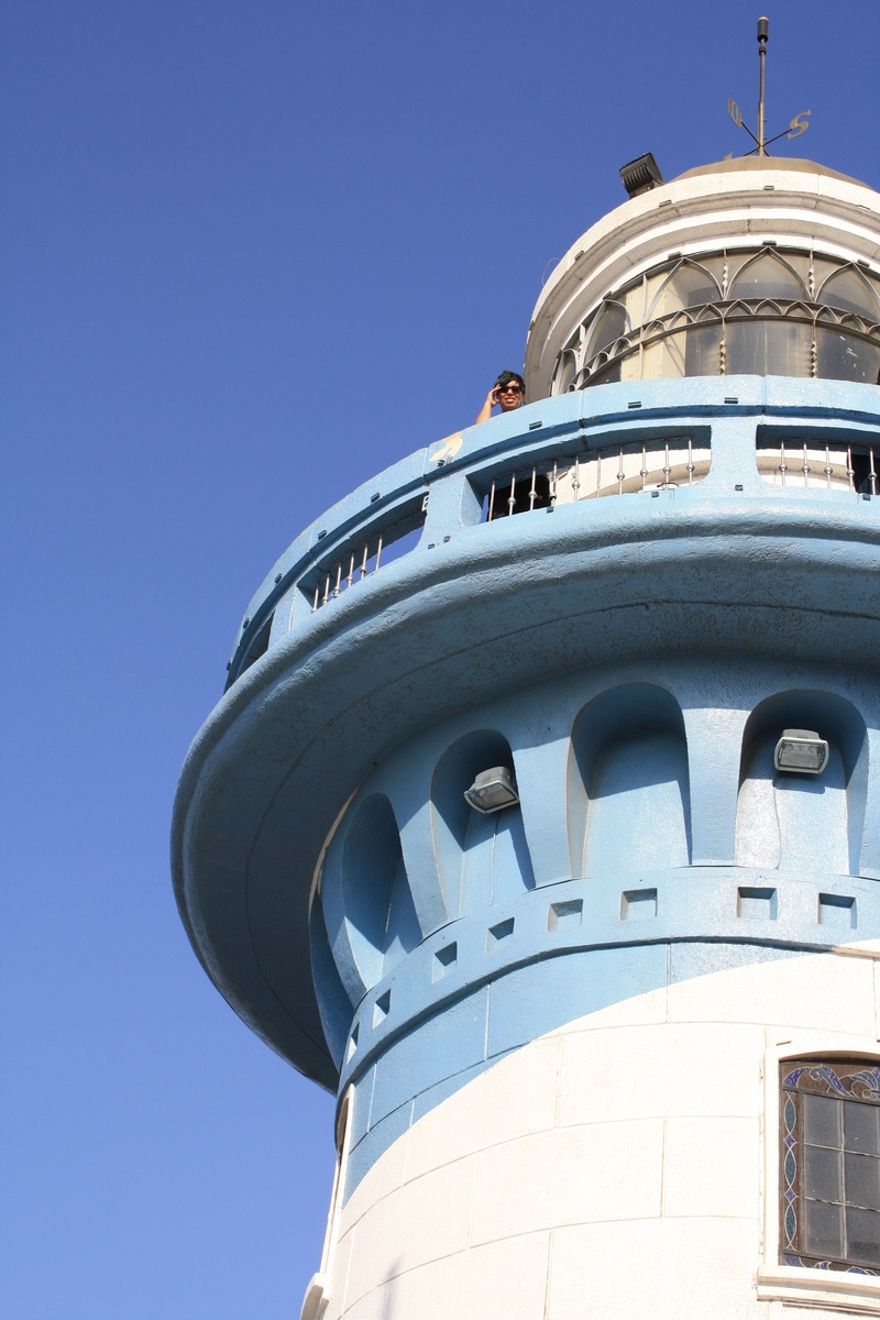 building, sky, low angle view, lighthouse, belief, dome, no people, nature, clear sky, building exterior, tower, travel, copy space, guayaquil, 4K, ecuador