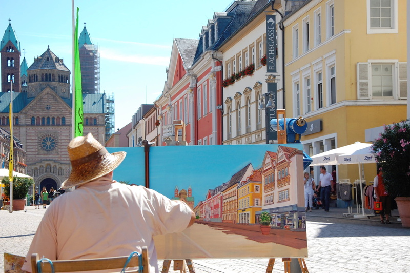 place of worship, travel Destinations, people, man, painter, built structure, vacations, day, real people, summer, image in the image, tourist, street art