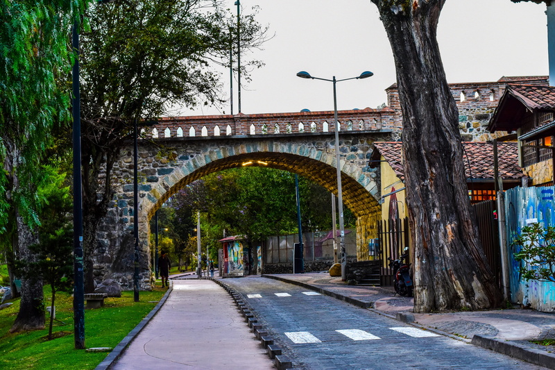 building exterior, arch, built structure, connection, direction, the way forward, outdoors, cuenca ecuador, no people, street, bridge, transportation, plant