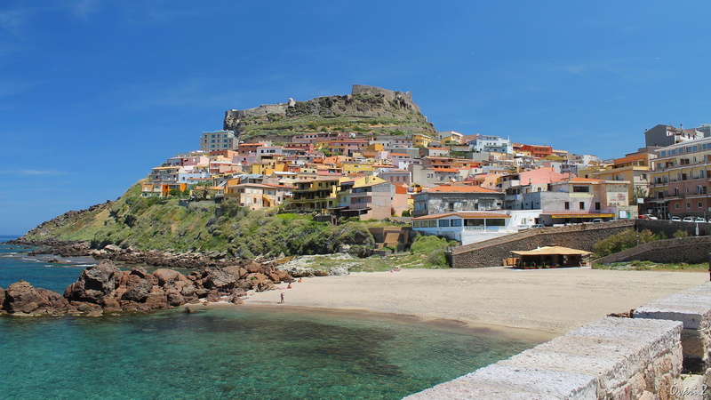 water, day, sky, solid, land, building exterior, building, blue, sicily, rock, built structure, 4K, rock - object, beach, castelsardo, tourism, nature