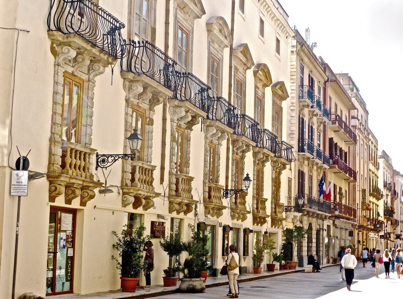 building exterior, city, sicilian, people, walking, italian, buildings, mediterranean, building, paved, built structure, stone, adult, residential district