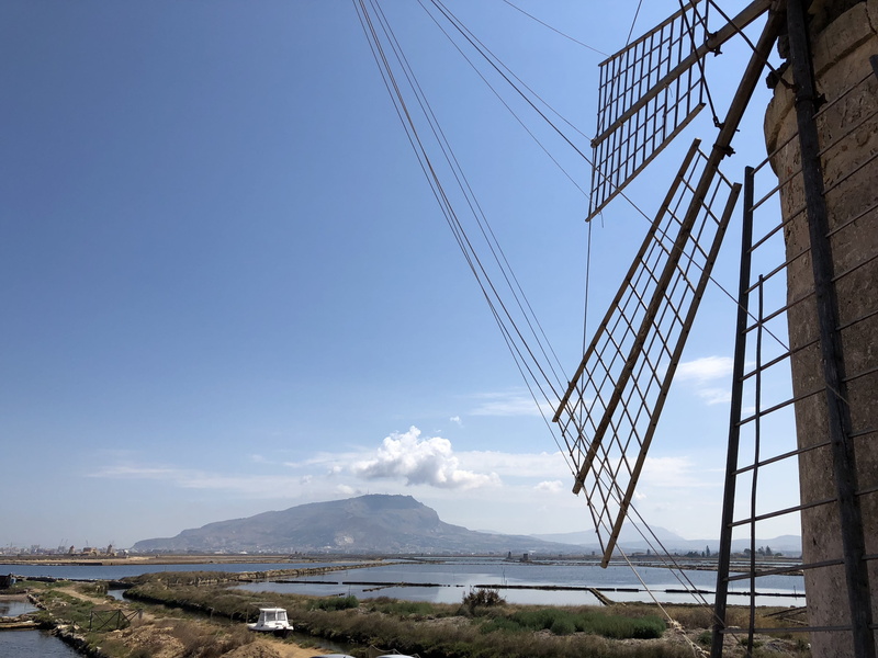 environment, blue, outdoors, land, salt, electricity, built structure, trapani, nature, mediterranean, sky, fuel and power generation, windmill, no people