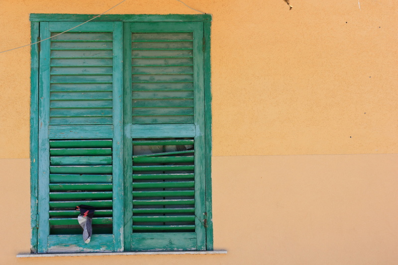 italy, door, full length, shutter, outdoors, window, lifestyles, architecture, women, house, real people, entrance, 4K, green color, built structure, day