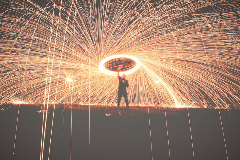 still, exploding, one person, man, real people, firework, bright, celebration, swirl, blurred motion, skill, wire wool, line, holding, glowing, long exposure