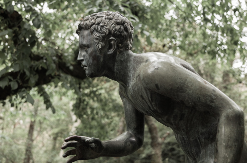 mammal, no people, creativity, day, outdoors, escape, representation, close-up, bronze cast, art, running, plant, nature, craft, blue mountains, human representation