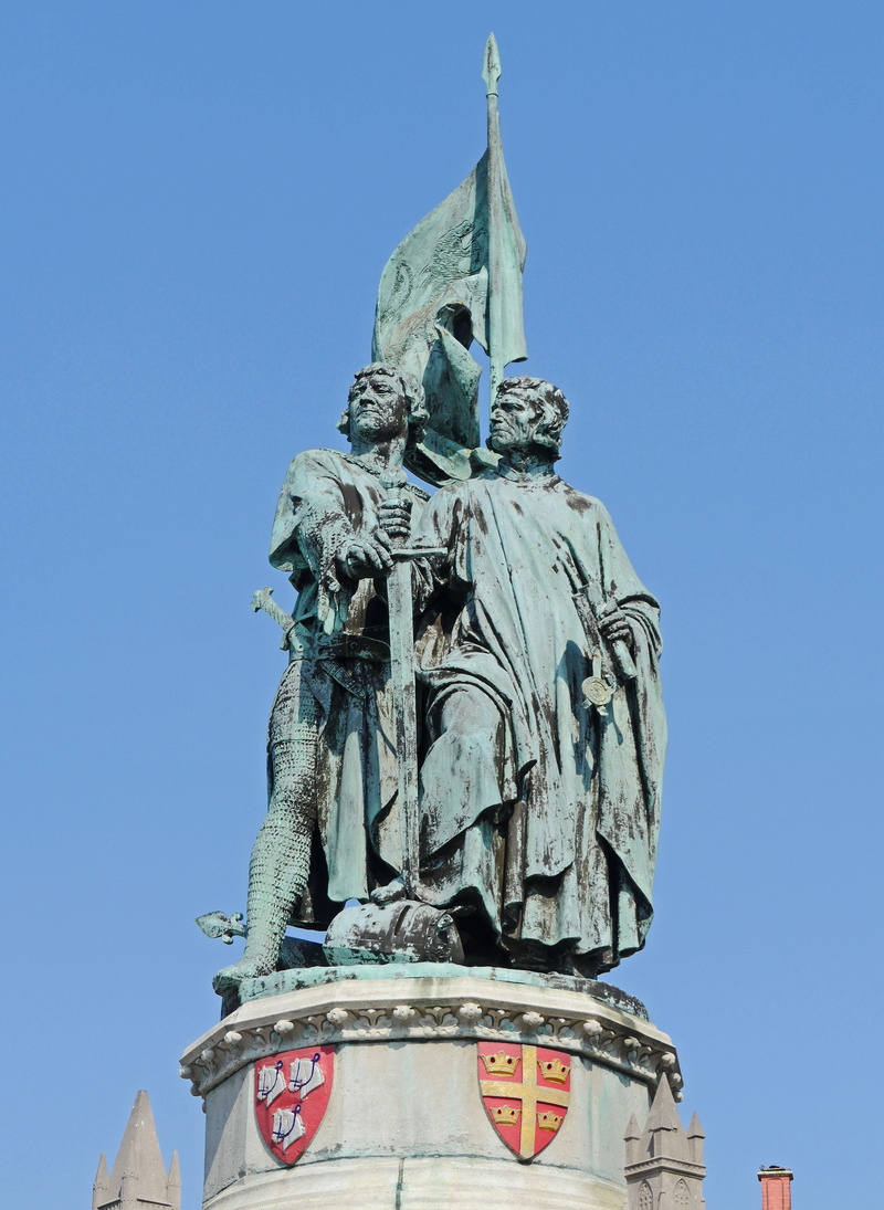 art and craft, flanders, creativity, blue, flamen, statue, dom fighters, centrum, low angle view, monument, stadtmitte, architecture, travel destinations