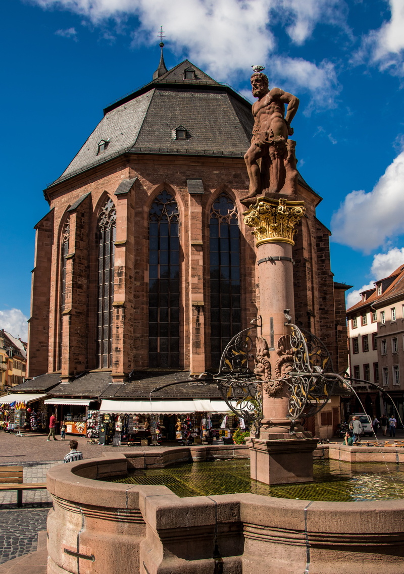 religion, 5K, medieval market square, incidental people, architecture, heidelberg, marketplace, sculpture, old town, historically, the past, cloud - sky