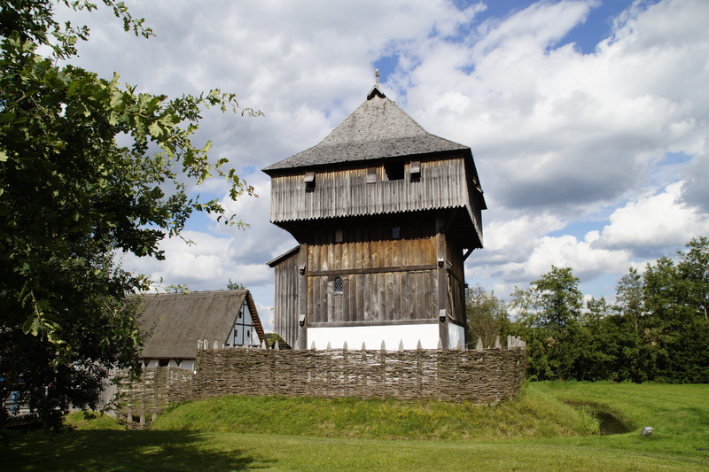 bach ritterburg, woods, trees, land, tower, agricultural building, southern germany, wooden castle, tree, outdoors, moat, nature, baden württemberg, reconstructed