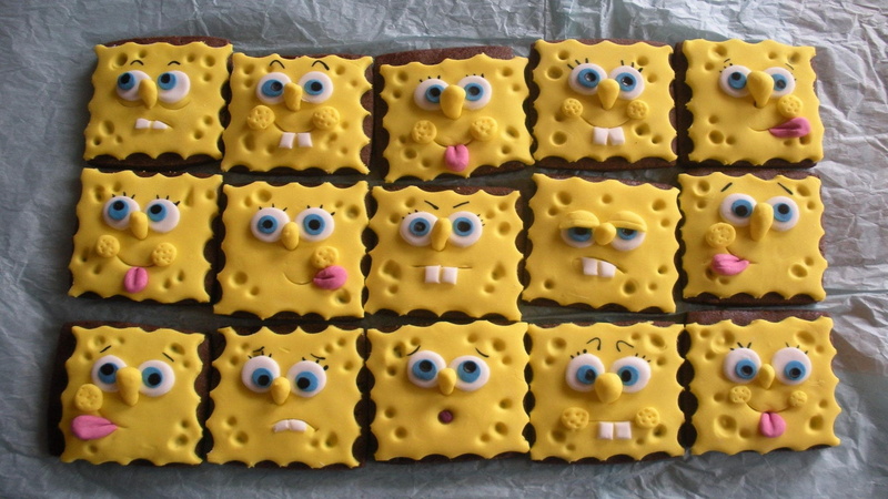 side by side, Cookies, Cool, no people, order, sweet food, yellow, dessert, temptation, Sponge bob, 1080P, in a row, choice, multi colored, still life