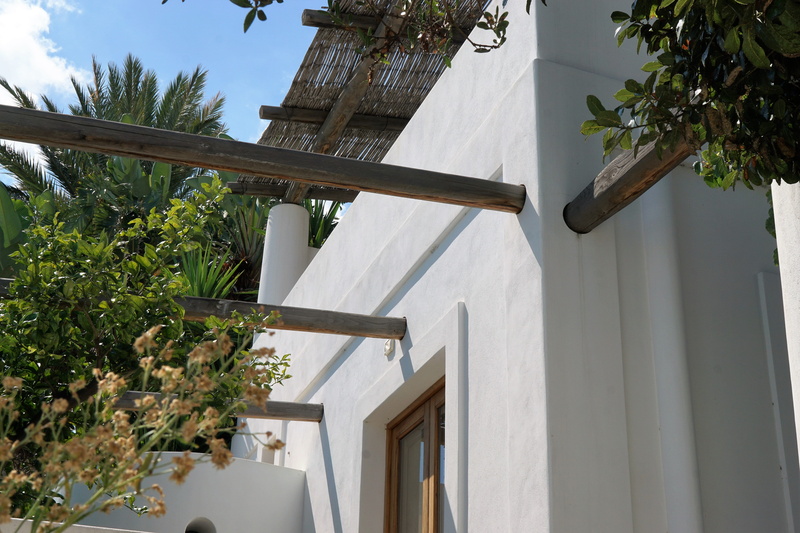 beam, low angle view, italy, house, leaf, interior, sky, plant, terrace, tree, typical, trees, stromboli, no people, wall, green color, outdoors, building