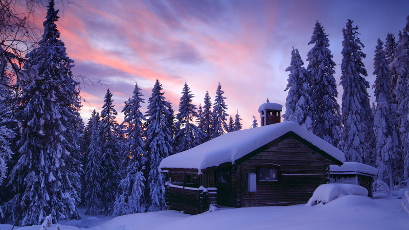 barn, season, land, tree, rural, tent, cottage, no people, woodland, mountains, sunset, building exterior, country, pine tree, hovel, mountain, snow, hut