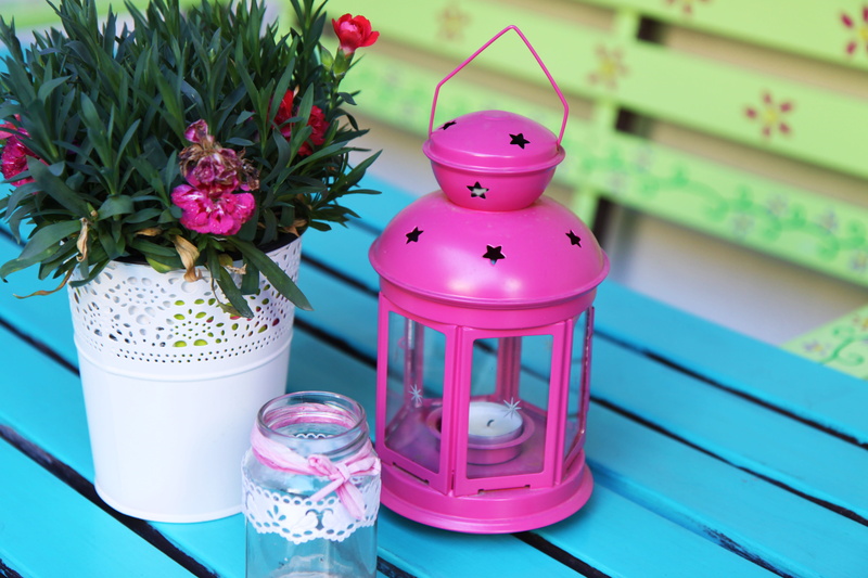 close-up, ornament, candle, 5K, table, turquoise colored, pink color, no people, candlestick, flowering plant, potted plant, blue, indoors, mood, flower pot