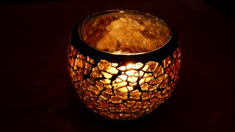 windlight, burning, romantic, glass - material, illuminated, tealight, candlelight, light, black background, glass, ornate, studio shot, gold, red, focus on foreground
