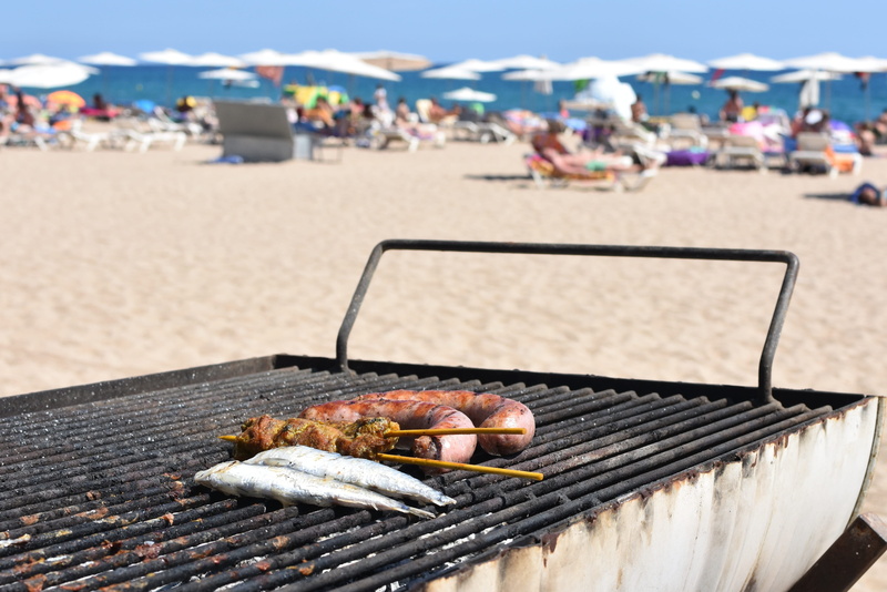 nature, food, healthy eating, barbecue, Sausage, freshness, Beach, preparation, grilling, land, close-up, grilled, Power Supply, day, sunlight, incidental people
