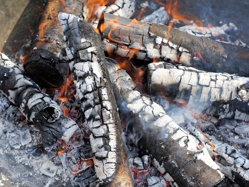 outdoors, bonfire, firewood, nature, smoke - physical structure, glow, pollution, combustion, campfire, flare-up, barbecue area, embers, fireplace, wood fire