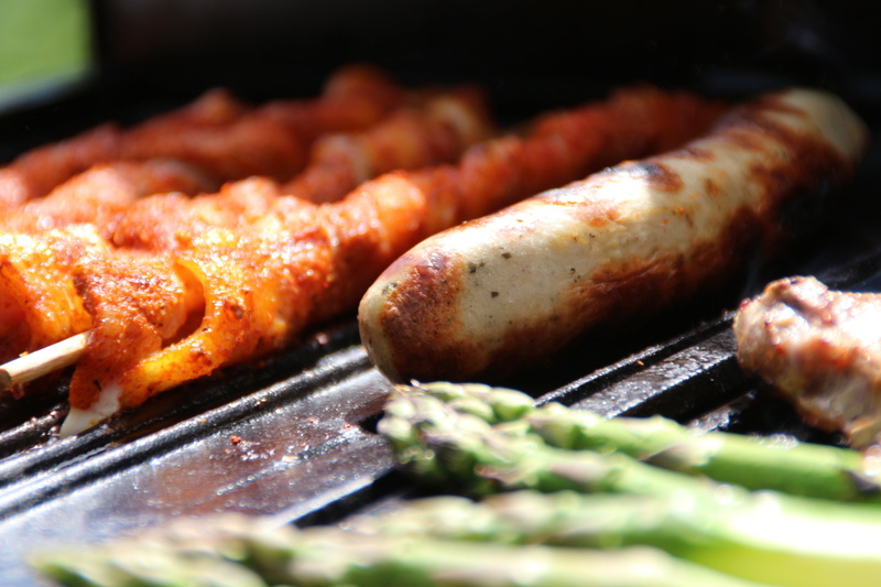 barbecue, charcoal, preparation, preparing food, healthy eating, sausage, asparagus, barbecue grill, grilled, 5K, meat, snack, processed meat, fast food