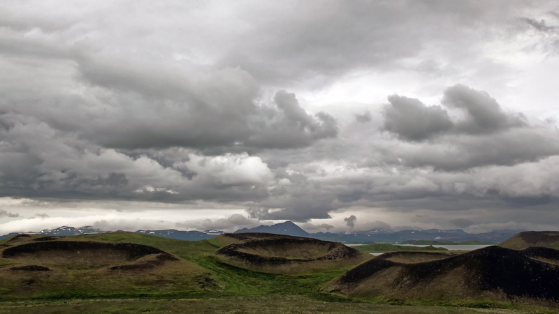 dramatic landscape, mountain, landscape, geology, non-urban scene, storm, ominous, beauty in nature, nature, mývatn, travel destinations, semi-arid, rock - object