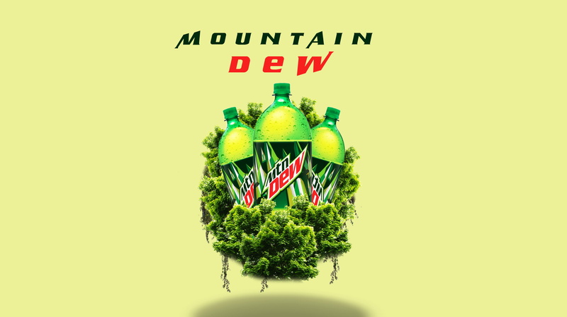 studio shot, communication, western script, copy space, creativity, green color, no people, Mountain Dew, 1080P, digital composite, decoration, representation